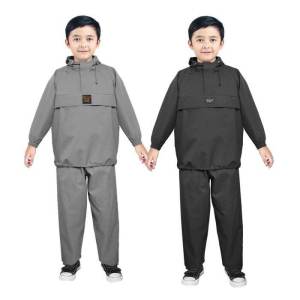 JAS HUJAN ANAK ANTI BOCOR - Catenzo Junior CAF 099 Warna Hitam dan Abu