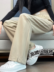 Spring Autumn High Waist Drapey Wide Leg Pants Womens Casual Straight Cut Sports Pants Thin Version Korean Style Commute