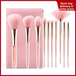 JIUQI | Crystal Pink Makeup Brush Set with Inner Drilling