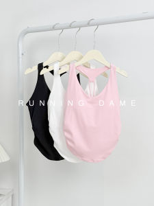 Womens Yoga Sports Vest Top Tight Fit Pilates Exercise Shirt with Chest Pad No Underwear Needed Waist Gored Slimming