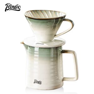 BINCOO Ceramic Coffee Dripper Set Hand Brewed Coffee Pot Set Home VFilter Cup Sharing Pot Coffee Mugs 450ML