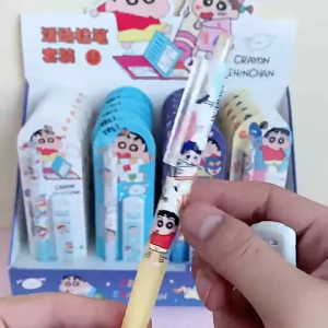 Set Pensel Shin-Chan Automatic Pencil Set 0.5mm Cartoon Mechanical Pencil Student Stationery Refill