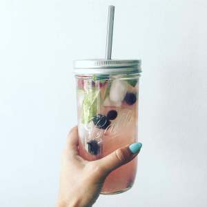 24oz American Style Glass Mason Jar with Straw Portable Cold Brew Coffee Salad Container Sealed Battle Angel Handmade Item