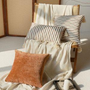 30x50cm/45x45cm Orange Brown Retro Cushion Cover Geometric Texture Jacquard Yarn-dyed Cushion Case Premium Luxury Pillow Cover Home Decor