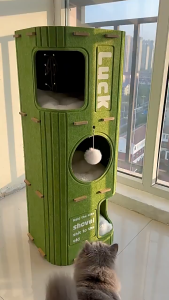 AP AIMAYAPET Cat Nest Box Multi-layer Pet Cat House with Fluffy Ball Cat Bed Cat Half Enclosed House