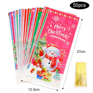 200Pcs Món Quà Giáng Sinh Gói Túi Santa Claus Snowman Snack Túi đựng kẹo Cho Trẻ Em Quà Tặng hộp kẹo Túi