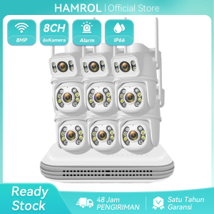 Hamrol Paket CCTV 8 Channel 6 Kamera 8MP PTZ Tahan Air+NVR Nirkabel