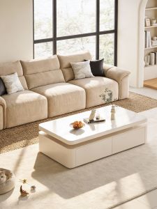 OUQI | Cream Style Modern Chic Drawer Living Room Coffee Table