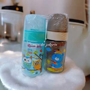 Paket Isi 2 Botol Kinawa Baby 250ml atau 125ml Dot Bulat Bahan Tebal Bebas BPA