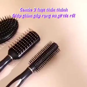 BỘ 3 LƯỢC CHẢI TÓC CAO CẤP COMBO | Hair Brush Gỡ Rối Massage Da Đầu Sấy Phồng Tạo Kiểu Salon