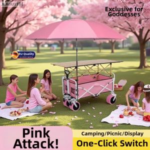 jeagutt | High Quality Pink Folding Cart Portable for Camping Picnic