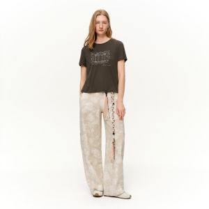 DUSHU | Retro Print Beaded T-shirt