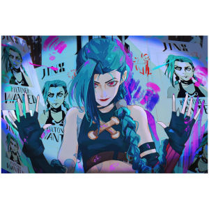 League of Legends Double City War 2 Anime Poster Jinx LOL Game Surroundings Dormitory Wall Sticker Wallpaper Decorative Painting