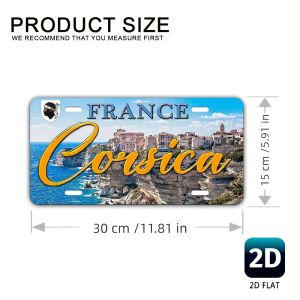 2D Flat Vintage French Corsica Coastal Metal Sign - Large Garage Homefor Man Cave Decor - Rustic Mediterranean Sea Wall Art