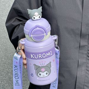 Sanrio Cute Pochacco Dog Stainless Steel Insulated Water Bottle Double Sided Straw for School Children Cartoon Themed Cups