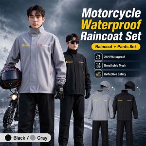 Raincoat For Men Heavy Duty Waterproof Motorcycle Rain Coat Pants Suit Makapal Breathable Reflective Adult Rainwear