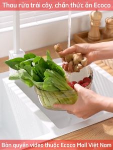 Thau rửa trái cây ECOCO trong suốt tích hợp lỗ thoát nước thế hệ mới Giỏ chần thức ăn chịu nhiệt cao cấp 24162