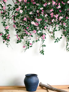 Rose Vine Artificial Flowers Decorative Wall Balcony Archway Climbing Plant Fake Flower Decoration Privacy Curtain Home Decor