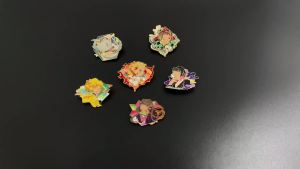 Bandai | Anime Demon Fighter Enamel Pins Colorful Gold Trimmed Brooch Set Ideal Gift for Anime Fans Collectors Birthday & Christmas