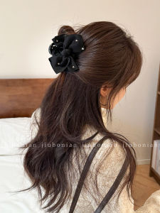 Medium Size Black Bow Tie Hair Clip Shark Clamp Womens Half Updo Hair Grips Korean Style Fashion Hair Accessories