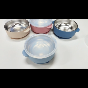 304Stainless Steel Kids Insulated Bowl Set-BPA Free Anti-Scald Suction Base Bowl with Utensils forBaby Led Weaning Plate