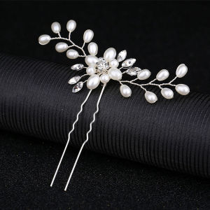 EELHOE | Elegant Bridal Handmade Pearl Flower Crystal Hairpin Pin Clevis Beautiful Crystal Hair Accessories Wedding Hair Pins