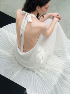 Halter Neck Lace-Up Style Unique White Camisole