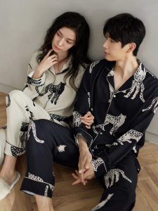 Manxi Spring Autumn Couple Style Long Sleeve Home Clothes Set Simple Home Leisure Cotton Knitted Sleepwear for Youth