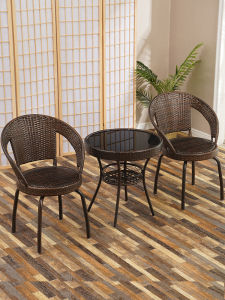 Modern Simple Outdoor Rattan Chair Set For Balcony 3 Pieces