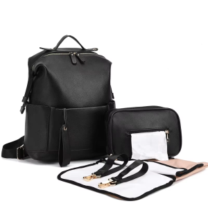 Multifunction Leather Diaper Bags: Large Capacity Baby Bags for Mom