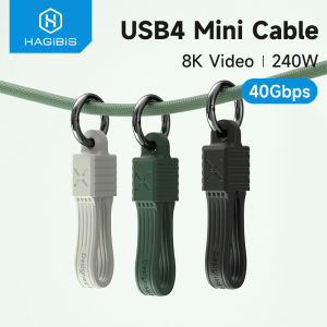 Hagibis | Hagibis USB 4 Cable Portable Keychain Short USB C to Type C Cable 240W 40Gbps for Thunderbolt 3/4 iPhone 17 Pro SSD Power Bank