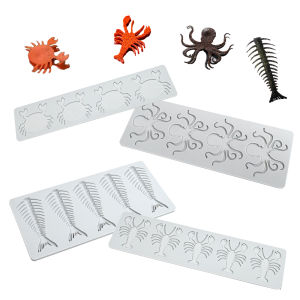 Fish Bone Octopus Crab Lobster Design Sugarcraft Silicone Pad Mold Fondant Mold Chocolate Chip Dessert Decoration Tools
