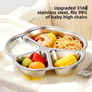BAICHANG | Children Stainless Steel Divided Suction Dinner Plate