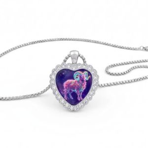 Fashion Stainless Steel Zodiac Necklace for Women Silver Color Aquarius Heart Pendant Box Chain