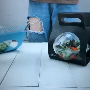 (400ML) CRYSTAL BALL Foldable MKY Square Transparent Round Cake Dessert Mousse Tart Plastic Ball Gift Box - 400ml Capacity - Diameter: 13.5cm - Top Height: 6.3cm - Bottom Height: 5.3cm - Total Height: 11.6cm - Ship from Malaysia