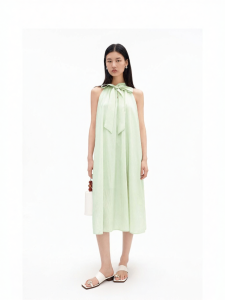 Modal Blend French Style Bow Neck Long Dress