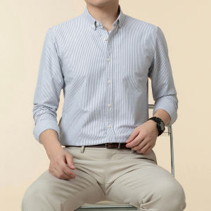 Áo Sơ Mi Nam Tay Dài 100% Cotton Nguyên Chất Oxford Chống Nhăn Chống Nhăn Thoáng Khí Thường Ngày Mùa Xuân Thu Không Cần Ủi