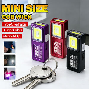 Powerful Mini COB LED Keychain Flashlight USB Rechargeable Hanging Work Light Waterproof Keyring Camping Walking Pocket Lamp