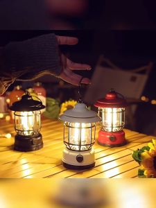 ไฟแคมป์ ส่องสว่าง ย้อนยุค แสงสีขาว/เหลือง USB 2 รุ่น ชาร์จUSB สามโหมด 3 ชุด