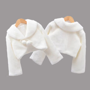 Girls White Shawl Plush Cape Kids Children Thicken Jackets Princess Wedding Birthday Party Coats New Warm Long Sleeves Clothing