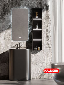 KALNEND Integrated Column Basin Bathroom Sink Outdoor Balcony Washbasin Ceramic Material Single Hole Faucet Home Decoration