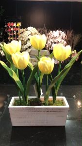 กระถางดอกไม้ประดิษฐ์ ทิวลิปปลอมพร้อมกระถางไม้