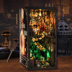 DIY Book Nook Kit Magic House Wooden 3D Puzzle Bookshelf Insert Decor Dollhouse Model Bookend Building Home Decoration Gifts