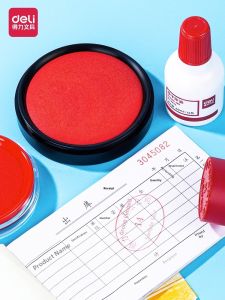deli | Red Water-Resistant Quick-Drying Oil-Based Stamp Pad
