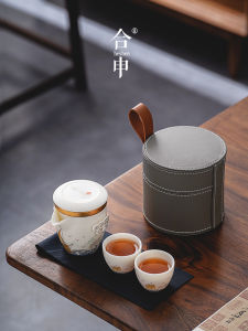 High-End Ceramic Travel Tea Set Portable Single Person Yunnan Puer Tea Brewing Kit Anti-Scalding Tea Pot with One Cup