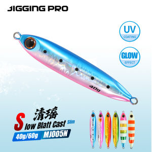 Jigging Pro 40g 60g chậm blatt Đúc Mỏng bờ mồi Jig kim loại đúc dài Jig Mồi Câu Cá