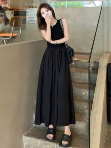 SUHUIQIAN | Sleeveless Square Neck Dress Long Waisted