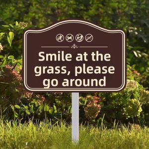 RUIKELAIXIANG | No Trespassing Grass Sign Love Plants Reminder Sign Warm Reminder Sign No Climbing Fence Sign No Littering Sign