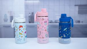 Mollcity 475ml ถ้วยการ์ตูนเด็กขวดน้ำฉนวนสแตนเลสสตีลขวดน้ำ ขวดปากกว้าง แก้วน่ารักสำหรับเด็กผู้หญิงและเด็กชาย