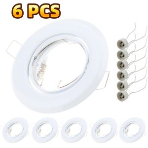 JOYINLED 6Pcs GU10 Recessed Spotlight Frame Tilt Adjustable Ceiling Downlight Fitting with GU10 Lamp Holder for 50mm Bulb